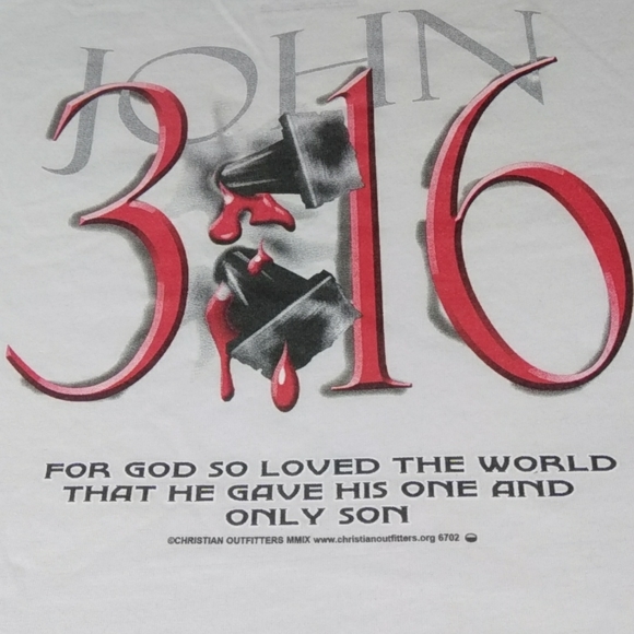JOHN 3:16 CHRISTIAN OUTFITTERS MENS GRAPHIC TEE SHIRT SIZE XL - Picture 2 of 9
